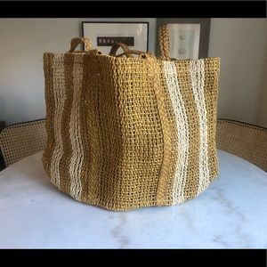 Madewell beach tote with white stripes